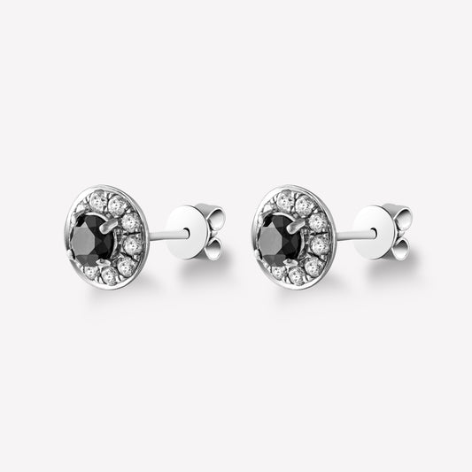 White Gold Black and White Diamond Earrings