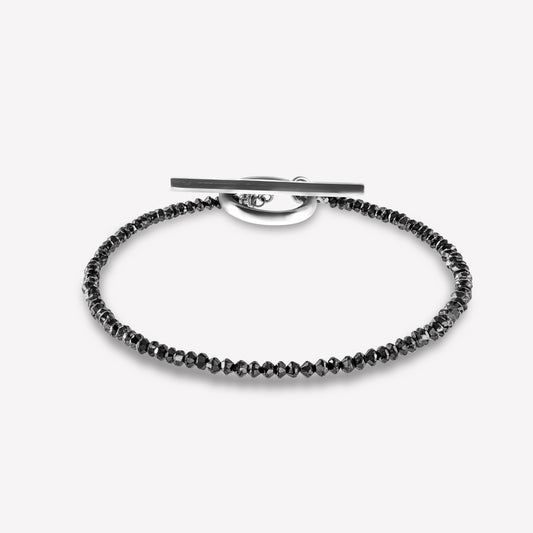 Lock White Gold Black Diamond Bracelet