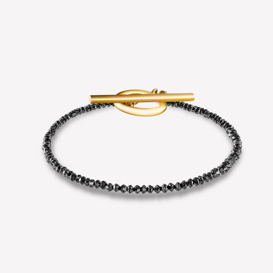 Lock Yellow Gold Black Diamond Bracelet