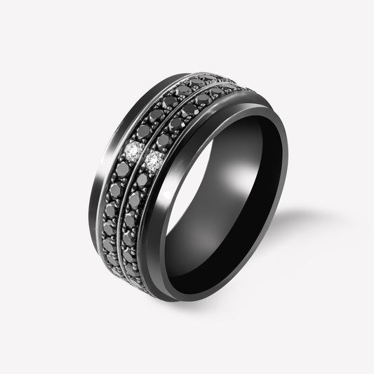 Full Eclipse Black Gold Black Diamond Ring