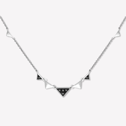 Triangle White Gold Black Diamond Necklace