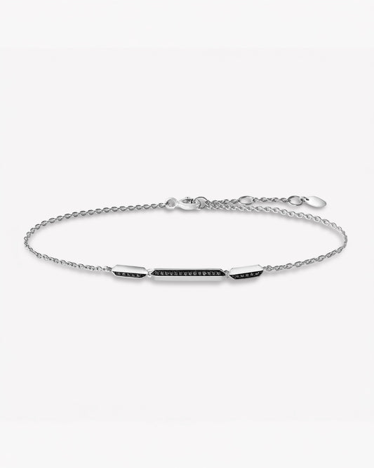 Hexagon White Gold Black Diamond Bracelet